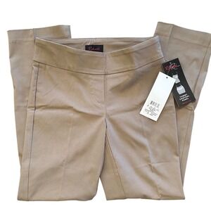 NWT Rekucci Womens Straight Cut Stretch Tummy Control Pants OatMeal Size 4P